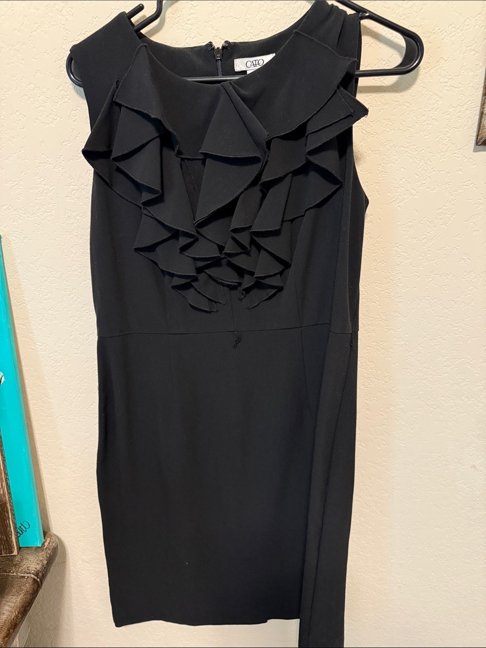 Cato Black Sleeveless Ruffle Front Midi Dress